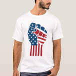 T-shirt Patriotic USA American Flag Hand Protest Design<br><div class="desc">A bold and striking patriotic design featuring a hand raised in protest with the American flag theme. This powerful graphic symbolizes freedom, expression, and American pride. Perfect for patriots, activists, and anyone who wants to showcase their love for the USA with a strong, statement-making design. Ideal for apparel, posters, and...</div>