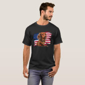 T-shirt Patriotic USA Flag 4th of July Long Haired Dachshu (Devant entier)