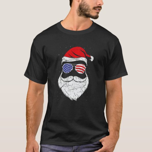 T-shirt Patriotic USA Santa Claus   (Devant)