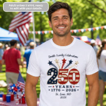 T-Shirt Patriotique 250 Ans Anniversaire 1776-2026