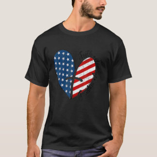 T-shirt Patriotique 4 juillet Drapeau Américain Foi Coeur 