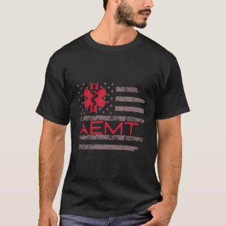 T-shirt Patriotique Aemt Technicien Médicale First Aider