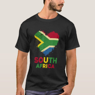 T-shirt Patriotique Afrique du Sud Coeur Drapeau pour Negr