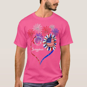 T-shirt Patriotique aidant 4 juillet Drapeau américain Sun
