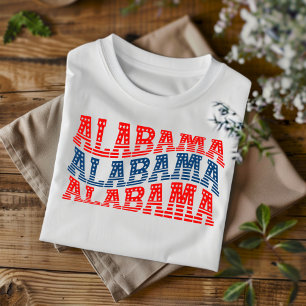 T-shirt Patriotique Alabama Rouge et Bleu Boho