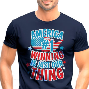 T-Shirt Patriotique Américain Gagnant Numéro Un