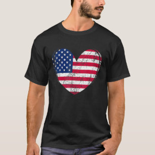 T-shirt Patriotique American Flag Heart Independence Day 4