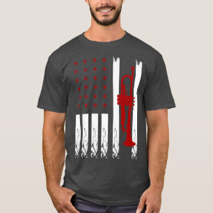T-shirt Patriotique American Flag Music USA Trumpet