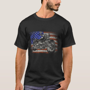 T-shirt Patriotique American Motorcycle Rider Cadeau US Dr