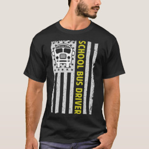 T-shirt Patriotique American USA Flag School Bus Driver