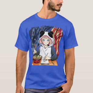 T-shirt Patriotique Anime Girl American Ramen Sketching Am