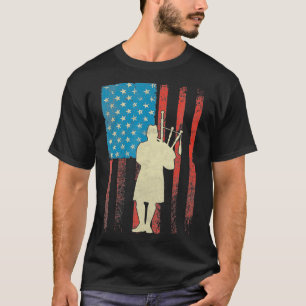 T-shirt Patriotique Bagpiper American Drapeau USA Bagpipes