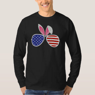 T-shirt Patriotique Bunny Pâques Ear Us Drapeau Américain 