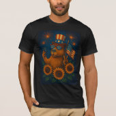 T-shirt Patriotique Capybara 4 juillet Feu d'artifice Funn (Devant)