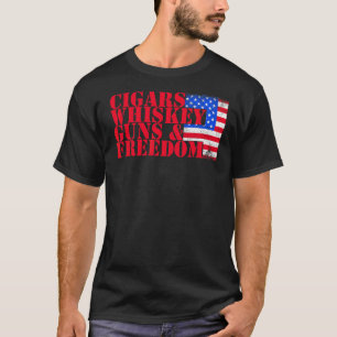 T-shirt Patriotique Cigars Whiskey Guns Liberté