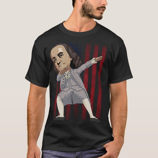 T-shirt Patriotique Dabbing Benjamin Franklin Dab Danse 4e (Devant)