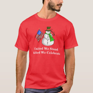 T-shirt patriotique de Noël de bonhomme de neige
