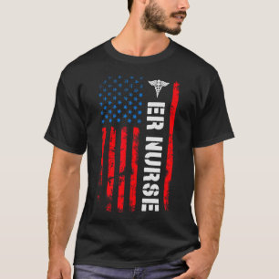 T-shirt Patriotique Er Nurse Chemise Retro American Drapea