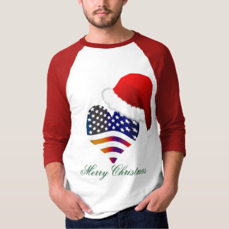 T-shirt Patriotique Fière Drapeau Coeur Père Noël Noël