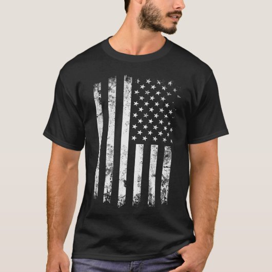T-shirt patriotique foncé vintage de drapeau (Devant)