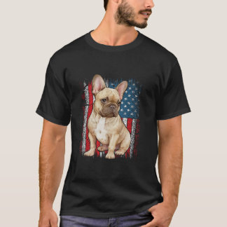 T-shirt Patriotique français bulldog AMERICAN FLAG 4 juill