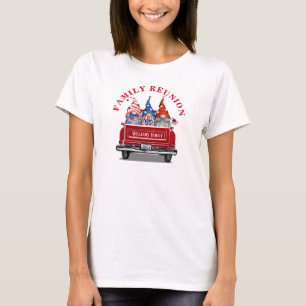 T-shirt Patriotique Gnome Vintage Camion Rouge Réunion de