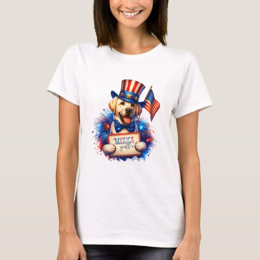T-shirt Patriotique Golden Labrador 'Merica Y'all (Devant)