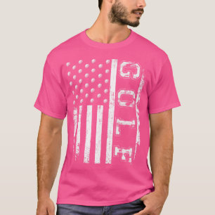 T-shirt Patriotique Golf Usa Drapeau Golf Clubs Golf Balls