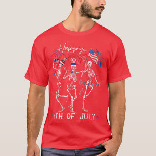 T-shirt Patriotique Happy Quart Juillet Dancing Skele