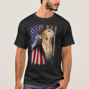 T-shirt Patriotique Jaune Labrador Américain Drapeau Famil