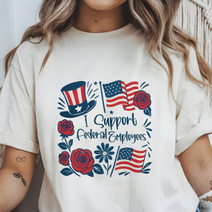 T-shirt Patriotique Je soutiens Les Employés Fédéraux, Tra