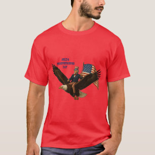 T-shirt Patriotique Juillet 4 Oncle Sam Riding a Bald Eagl