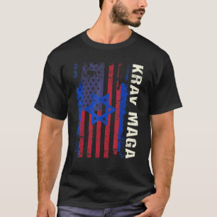 T-shirt Patriotique Krav Maga Us drapeau d'Israël auto-déf