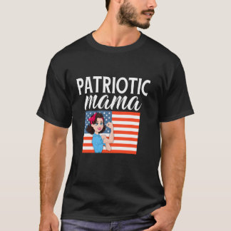 T-shirt Patriotique Mama mignonne 4 juillet American Flag 