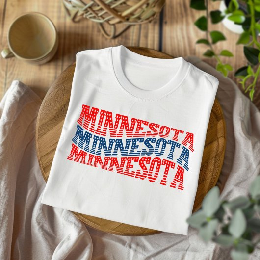 T-shirt Patriotique Minnesota rouge et bleu Boho