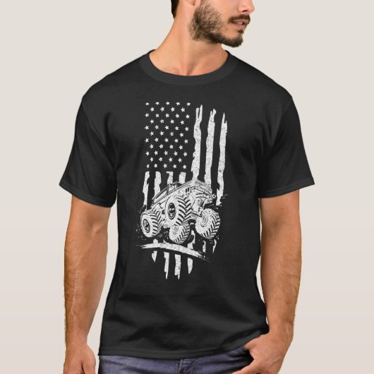 T-shirt Patriotique Monster Truck Driver Rider Lover Ameri (Devant)