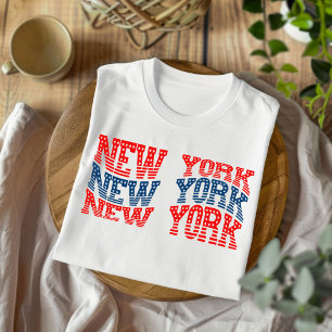 T-shirt Patriotique New York rouge et bleu Boho