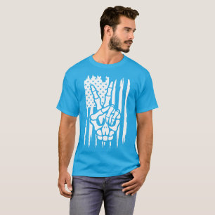 T-shirt Patriotique Paix Drapeau Américain Squelette Main