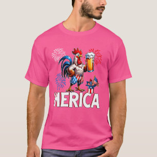 T-shirt Patriotique Picken Merica USA Drapeau Chicken Love