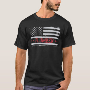 T-shirt Patriotique Plumber USA Drapeau Chauffage Ingénieu