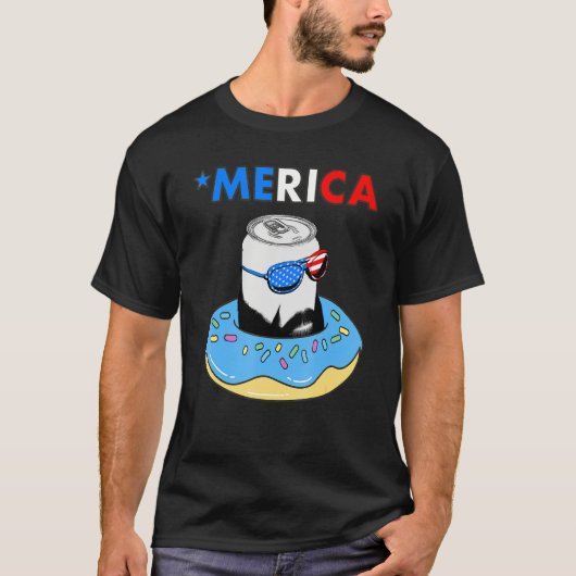 T-shirt Patriotique Rafting Beer Beard Can Tubing (Devant)