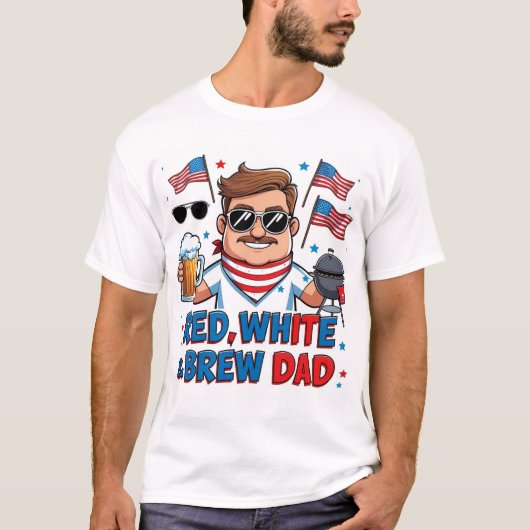 T-shirt Patriotique Red White & Brew Papa (Devant)