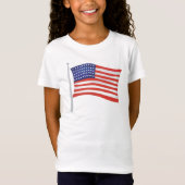 T-Shirt Patriotique Rouge Blanc et Bleu Filles tendance (Devant)