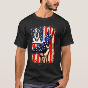T-shirt Patriotique Saint Bernard Drapeau Américain Chien