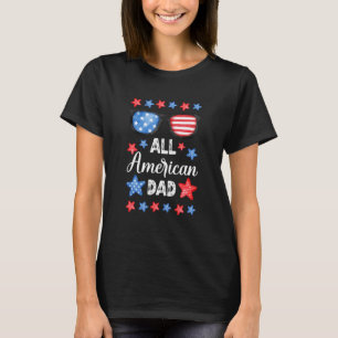 T-shirt Patriotique Tout Américain Papa 4 juillet Étoiles