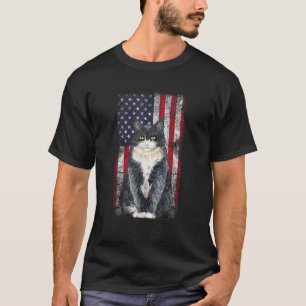 T-shirt Patriotique tuxedo cat 4 juillet Amérique Vintage