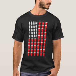 T-shirt Patriotique US American Flag Beer Pong 4 Juillet P