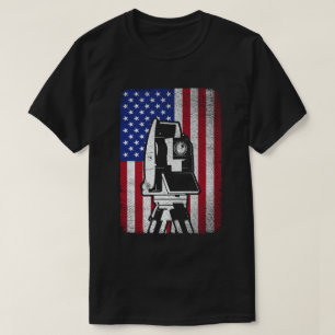 T-shirt Patriotique USA American Flag Land Surveyor