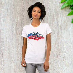 T-shirt Patriotique USA Cyclisme Américain Drapeau Vélo Ri