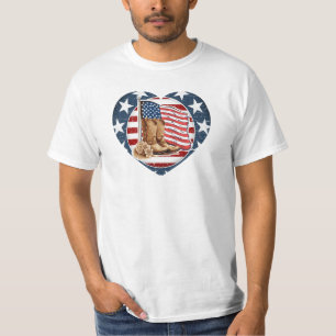 T-shirt Patriotique USA Western Horse